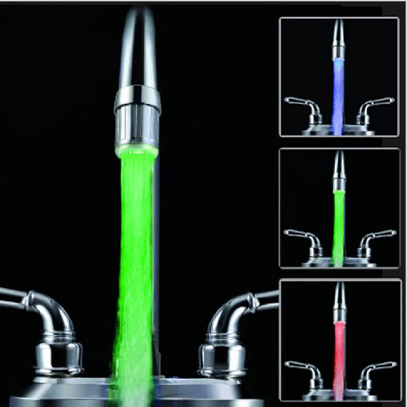 

LED Light Water Faucet Tap Heads Temperature Sensor RGB Glow Shower Stream bathroom faucet 7 Color Changing Mini Kitchen Faucets