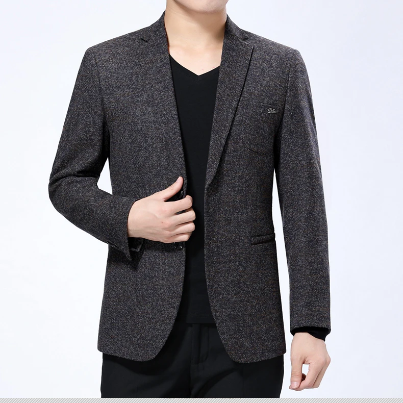 WAEOLSA Men Slim Fit Blazers Woollen Blend Suit Jackets Man  Wool Blazer Hombre Gray Coffee Color Suit Coat Male Costumes et Blazers (4)