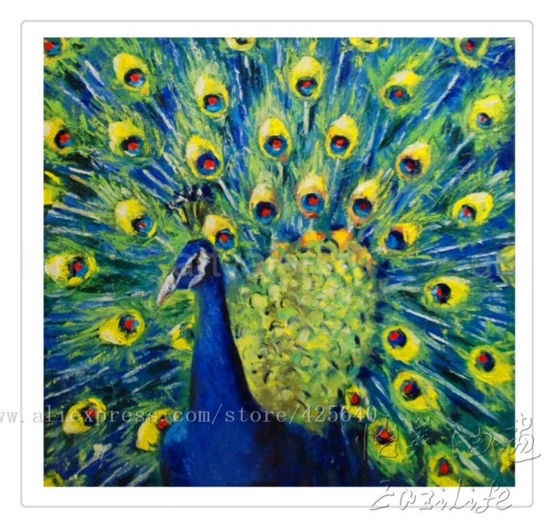 手塗り孔雀油絵キャンバス ハイト品質手描き絵画油彩画キャンバス孔雀油絵7 Peacock Oil Painting Oil Paintingpeacock Oil Painting Canvas Aliexpress