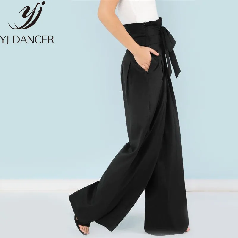 2018 Self Belted Box Pleated Palazzo Pants Women Elegant Loose Long Fall High Waist Wide Leg CSS302 | Женская одежда