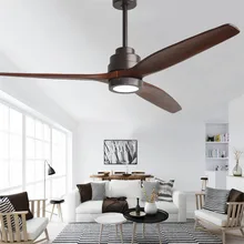 Светодиодный потолочный вентилятор в американском ретро стиле для гостиной, 110 В/220 В, деревянные потолочные вентиляторы с подсветкой, 60 дюймовые лопатки, охлаждающий вентилятор, дистанционный вентилятор
