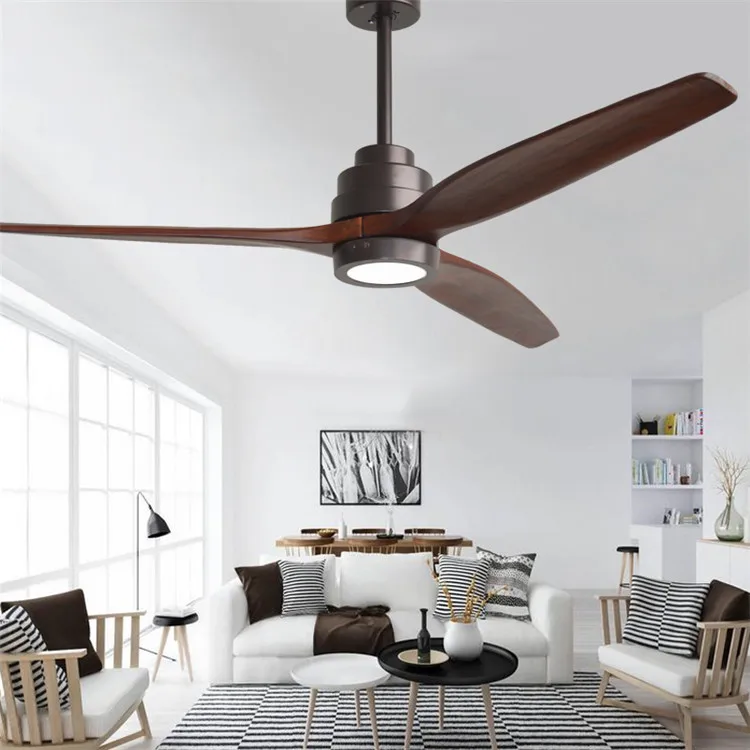 

American Retro LED Ceiling Fan For Living Room 110V/220V Wooden Ceiling Fans With Lights 60 Inch Blades Cooling Fan Remote Fan