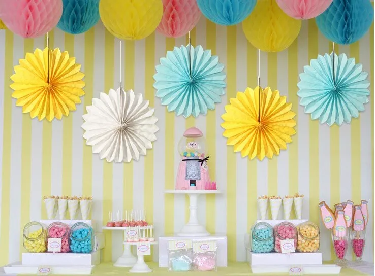 Round Shaped Paper Fans Craft Wedding Decorations