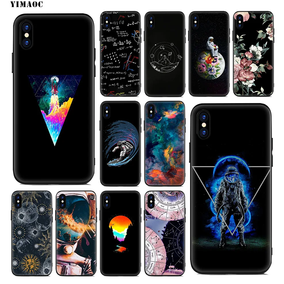 

YIMAOC Space Astronauta Soft Silicone Case for iPhone Xr Xs Max X or 10 8 7 6 6S Plus 5 5S SE
