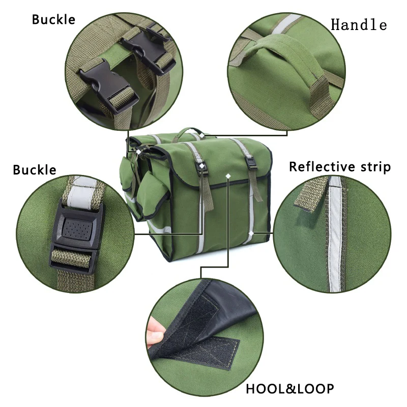 Clearance Outdoor Mountain Road Bicycle Bags Waterproof Canvas Cycling Double Side Rear Rack Tail Seat Pannier Pack Carrier 5