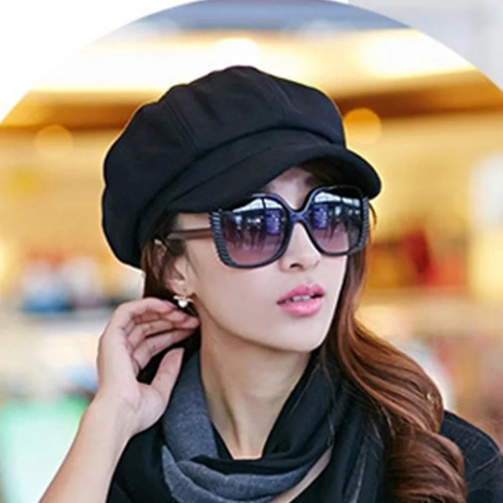 

Women'S Woolen Octagonal Cap Wide Brim Beret Hat Casual One Size Autumn Winter Warm 2018 New Winter Fashion Gray Soft Wool Cap