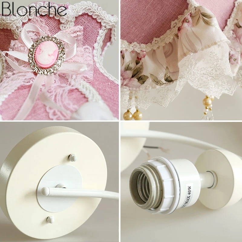 Modern Princess Led Wall Lamps Nordic Fabric Wall Sconce