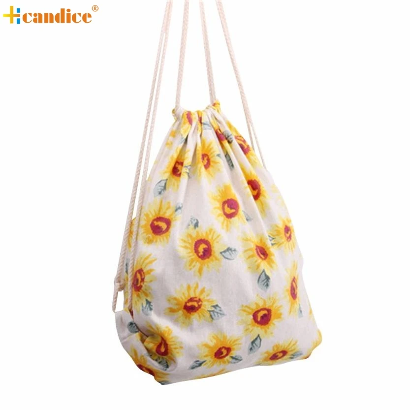 

Naivety Women Bags New Sunflower Printing Drawstring Backpack Portable Bag Mochila CS61031 drop shipping
