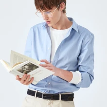 SEMIR, мужская рубашка с длинным рукавом, осень, новая хлопковая Мужская рубашка с отворотом, Корейская версия, красивая белая хлопковая рубашка