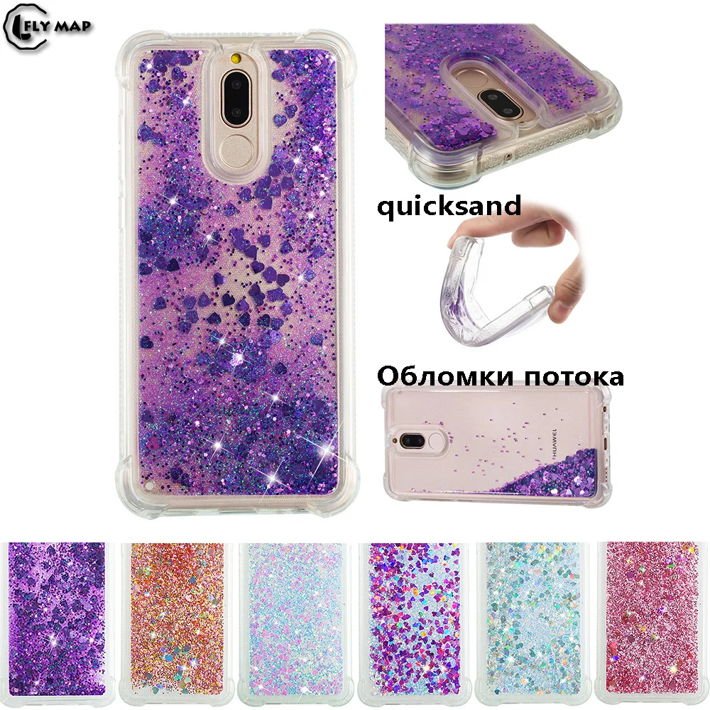 Glitter Stars Phone Case for Huawei Mate 10 Lite 10Lite RNE L01 L21 RNE-L01 RNE-L21 Dynamic Liquid Quicksand Soft TPU Back Cover