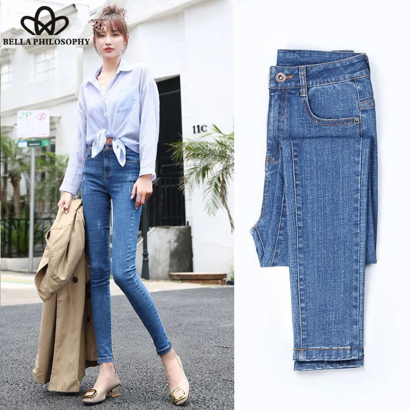 Wonder Spring Skinny Long Pants Jeans Vintage High Waist Female Pencil Pants Casual Retro Lady Zipper Denim Pant Bottoms 2019