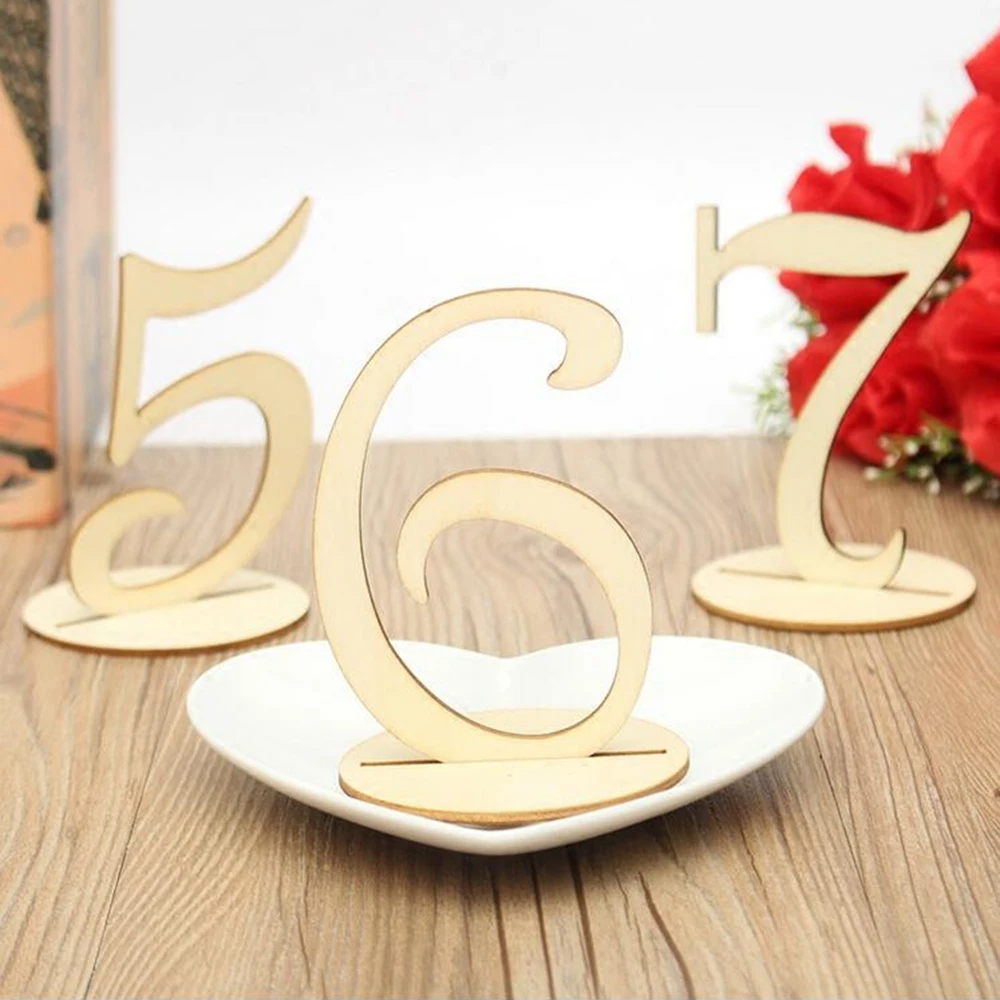 

1-10/11-20 Wooden Table Numbers Set with Base Wedding Birthday Party Decor Gifts