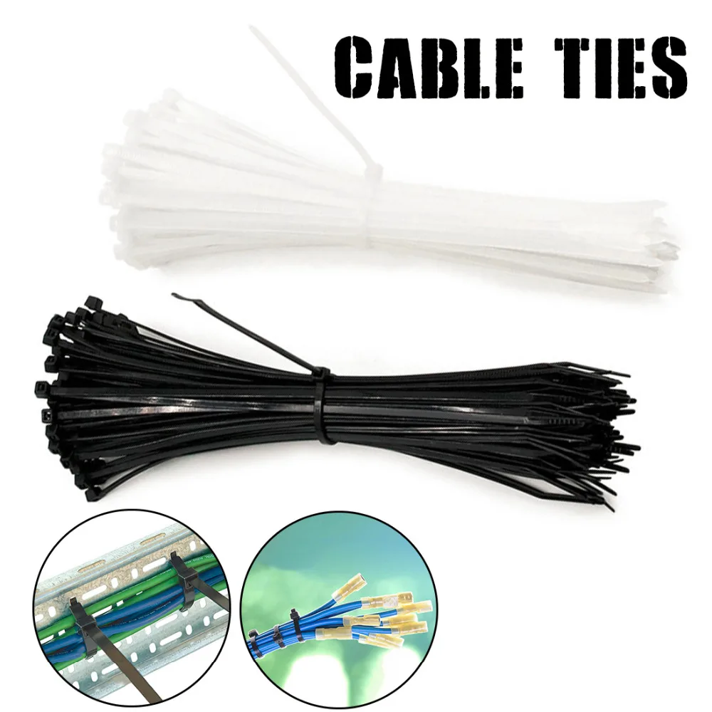 100pcs Plastic Zip Tie Self locking Nylon Cable Ties 18 lbs Wire