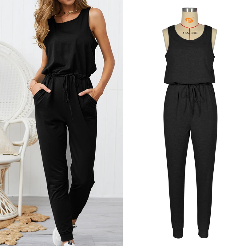 

Sexy Sleeveless Jumpsuit Women Long Romper 2019 New Summer Women Lady Jumpsuit Coveralls Sexy Female Black Bow Jumpsuits