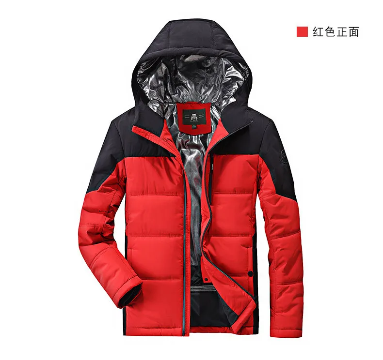 ZHAN DI JI PU Брендовая одежда плюс размер 3XL 4XL мужские зимние куртки с капюшоном и воротником пальто красный синий цвет Мужская парка 155