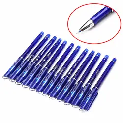 Мм 12 шт. 0,5 мм тонкая стираемая ручка Волшебная гелевая ручка синие чернила гелевые ручки прочные студенческие канцелярские принадлежности