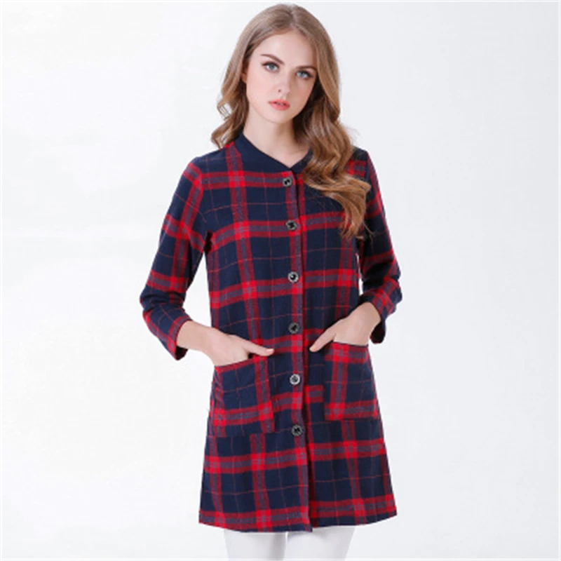 M 3XLPlaid Wool Trench Coat Women Autumn Thin Large Size Woolen Long