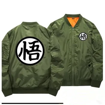 

Hot DRAGON BALL Fashion Coats Goku Word Cosplay Baseball Windbreaker Anime Thicken Casual Flight bomber Jackets 011206