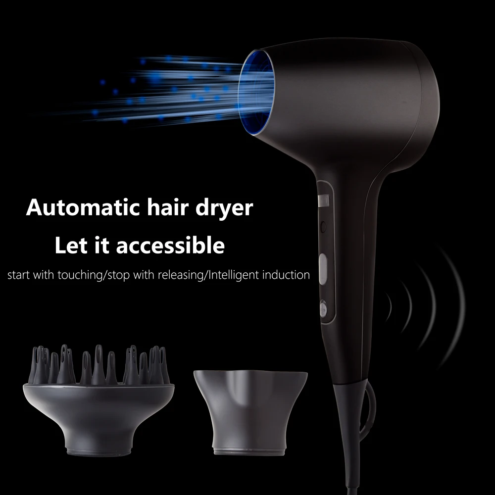 Secador de Cabelo com Sensor de Toque Secador de Cabelo Profissional Forte Vento Ionic Quente Frio 1600w 6 Velocidade 7 Secadores de cabelo