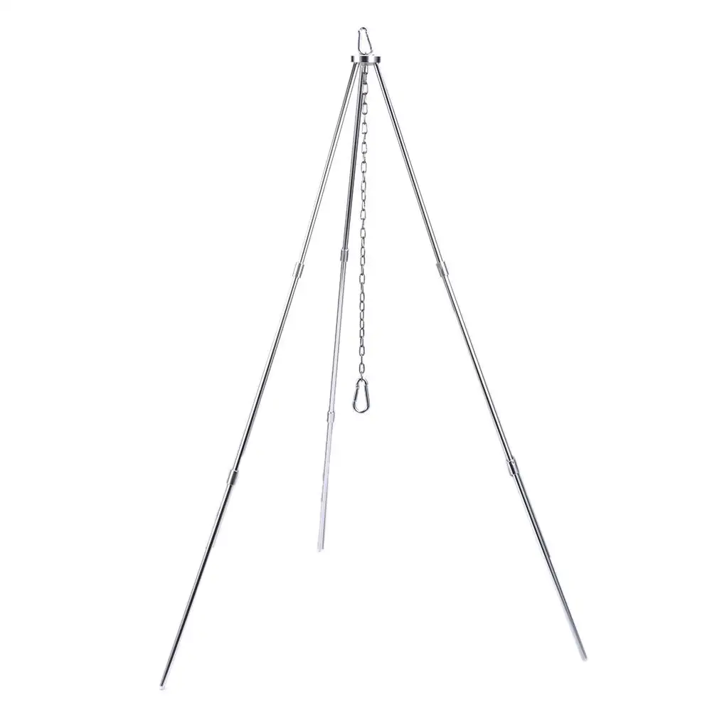 

Stainless Steel Camping Hanging Pot Bracket Bonfire Tripod Bracket Sturdy And Reliable Folding Pot Accessories