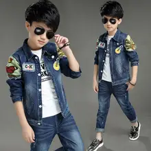 Anlencool комплекты для маленьких мальчиков коллекция года, детская одежда весенне-осенний Джинсовый комплект для маленьких мальчиков, детская одежда