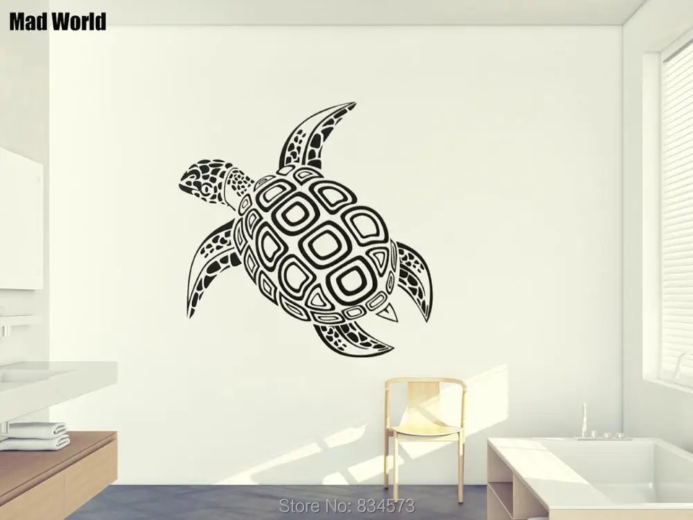 Mad World Tortoise Reptiles Animal Silhouette Wall Art Sticker Wall ...