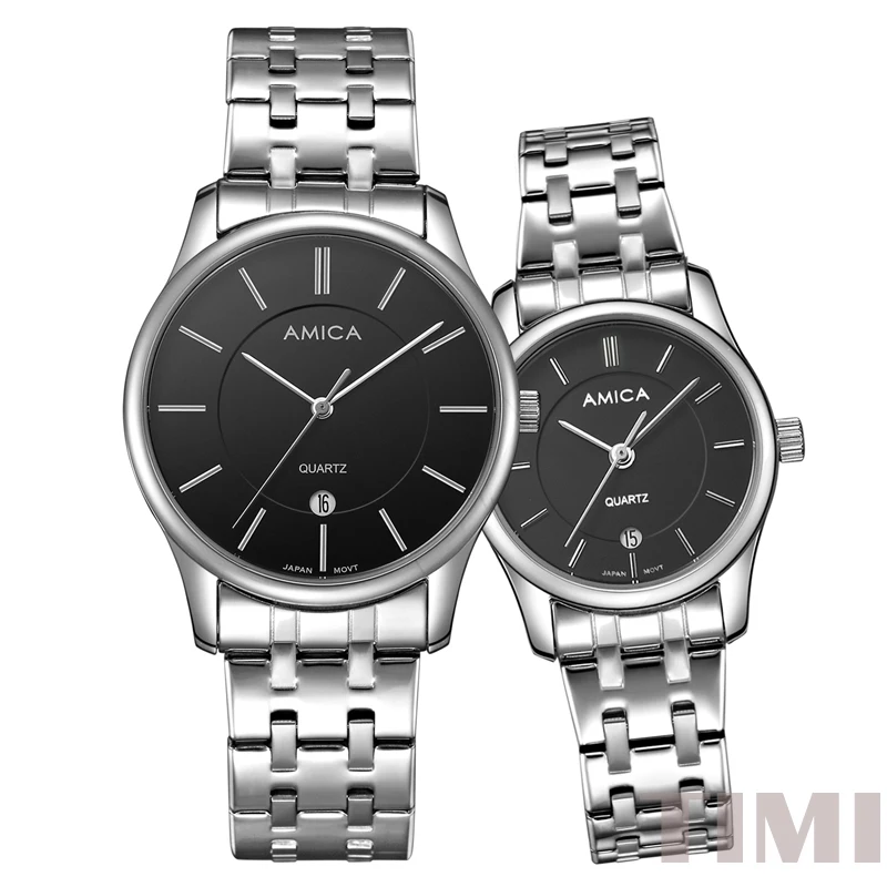 AMICA Роскошные Брендовые мужские s новые модные полностью Стальные кварцевые часы мужские наручные часы для влюбленных мужские часы A10