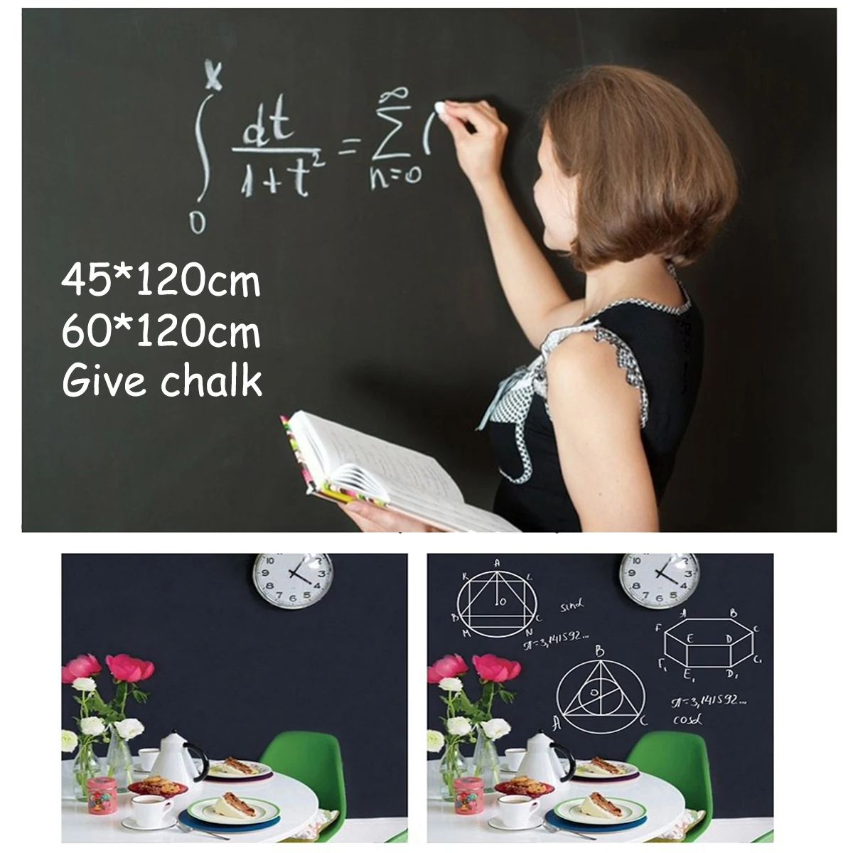 

Free shipping Blackboard Stickers Chalk Board Removable Draw Mural Decor Art Chalkboard Wall Sticker for Kids Rooms Durable