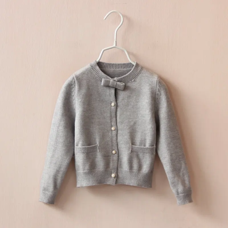 

2016 new spring autumn girls sweaters casual joker baby sweater long sleeve single breasted o neck kids clothes 2-7T 4color