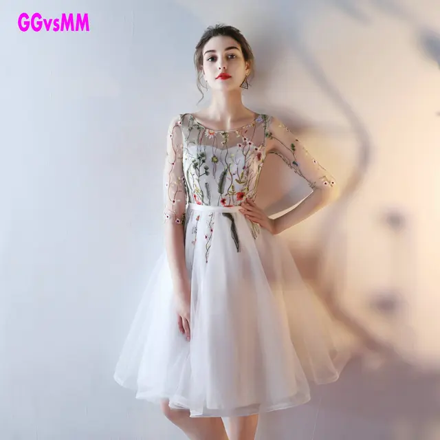 Ivory Short Sleeve Formal Dresses