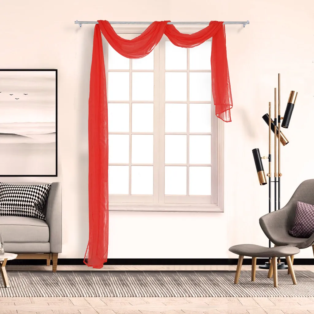 500x90 см вуаль Cortina Painel Cortinas из прозрачного тюля Pelmet Valance Guirlandas Todas As Cores Swag cortina de porta