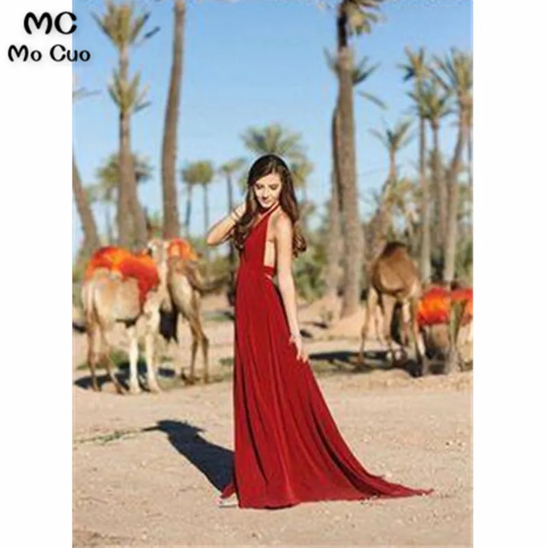 Sexy Halter Neck Long Prom Dress Custom-made School Dance Dress Fashion Wedding Party Dress 3