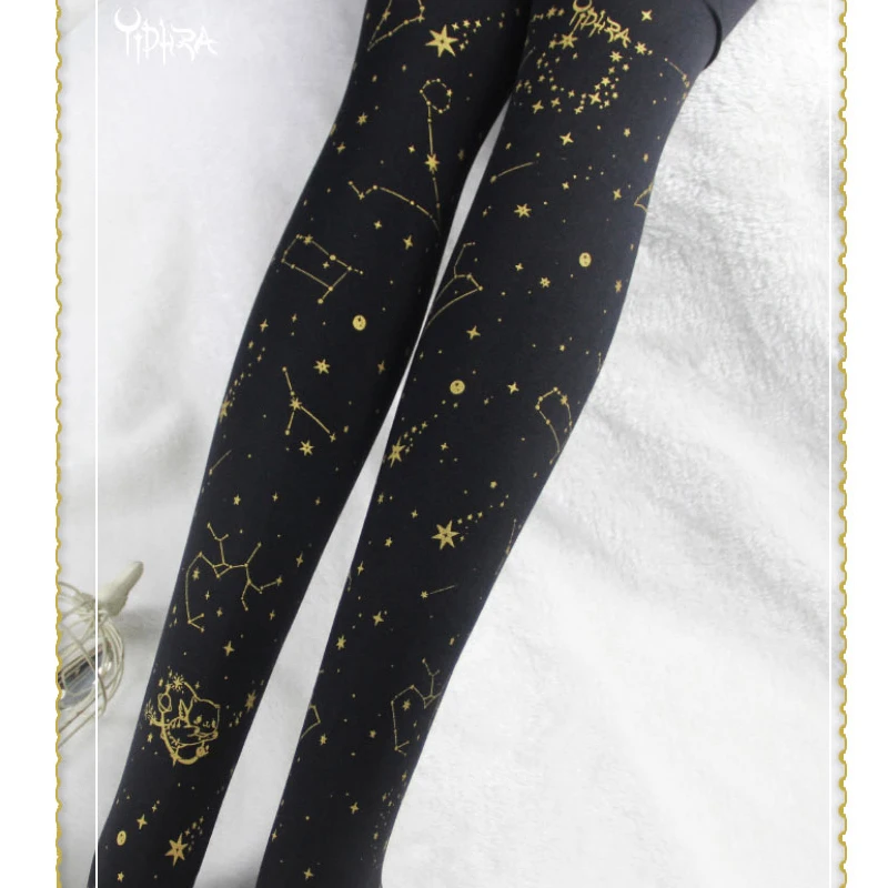 

Thick Lolita Pantyhose Cute Fly in the Starry Night 120D Velvet Tights by Yidhra