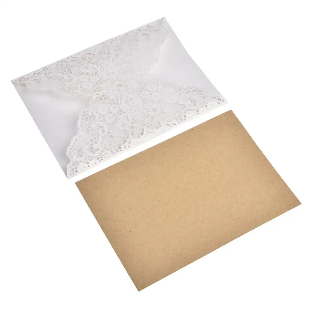  10pcs European Laser Cut Wedding Invitations Card Elegant Lace Business Greeting Cards Birthday Wed - 4000033136617
