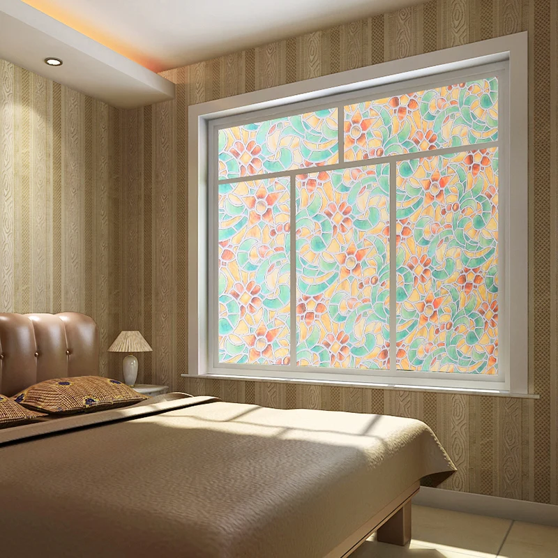 

Retro Colorful Window film Glass self adhesive film Frosted Opaque Privacy Adhesive Window Sticker Home Decor papel de parede