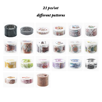 

21Pcs/Set Coffee Series Different Patterns Kawaii Washi Tape DIY Decoration Notebook Masking Tape Paper Sticker Scrapbooking