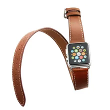 V-moro de largo recorrido doble pulsera de cuero genuino correas de reloj correa de la banda para apple watch 38mm 42mm