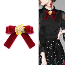 Новая мода Женская атмосферная лента с пчелами галстук барокко Античная тканевая Брошь булавка рубашка женское украшение воротника