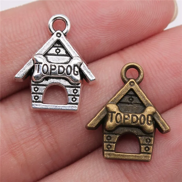 WYSIWYG 8pcs 19x16mm 2 colores Top colgante de perro encanto colgante perro colgante WYSIWYG 8pcs 19x16mm 2 colores Top colgante de perro encanto colgante perro colgante