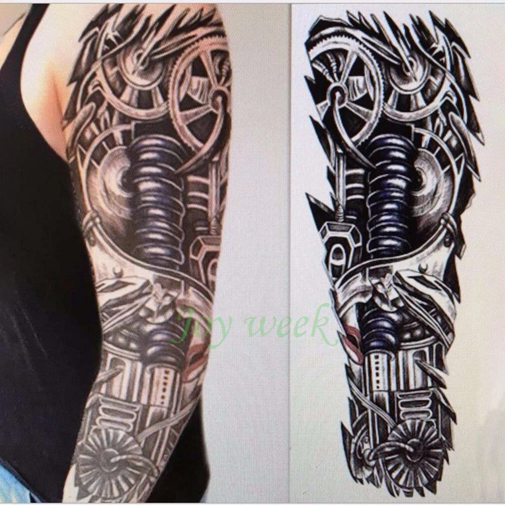 

Waterproof Temporary Tattoo Sticker Full Sleeve Large Size Robot Arm Tatto Flash Tatoo Body Paint Fake Tatouage for Men Women 19