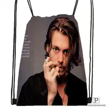 Custom johnny-depp @01-Drawstring Backpack Bag Cute Daypack Kids Satchel (Black Back) 31x40cm#180611-03-123