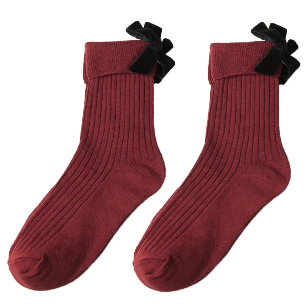 FEITONG Socks Baby Cartoon Knee High Socks With Big Bow Lace Children