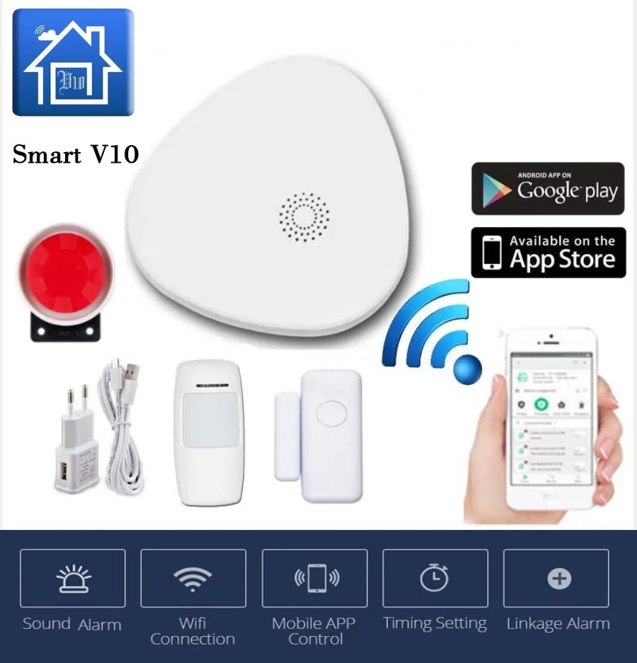 

SmartYIBA WiFi Security Alarm System 433MHz Wireless Smart Security System IOS&Android APP Remote Control Support Multi-Language