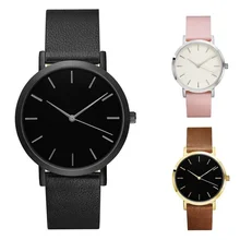 2017 Mode Hommes Femmes D’affaires Montres À Quartz Casual Bande de Cuir Montre-Bracelet Résistant À L’eau 3ATM Simple Montres Relogio