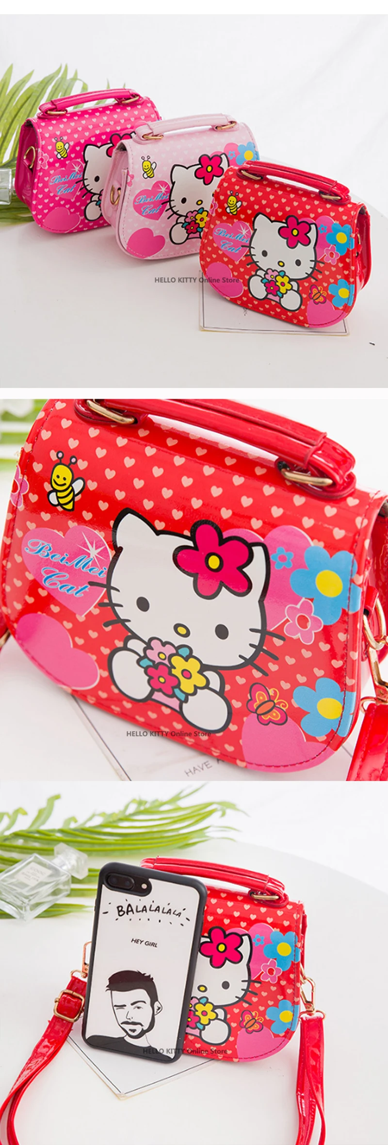 Рисунок «Hello Kitty» мультфильм PU дети плечо Повседневное модные тонкие сумка Водонепроницаемый пользовательских диагонали для маленьких девочек KT плюшевый Кошелек