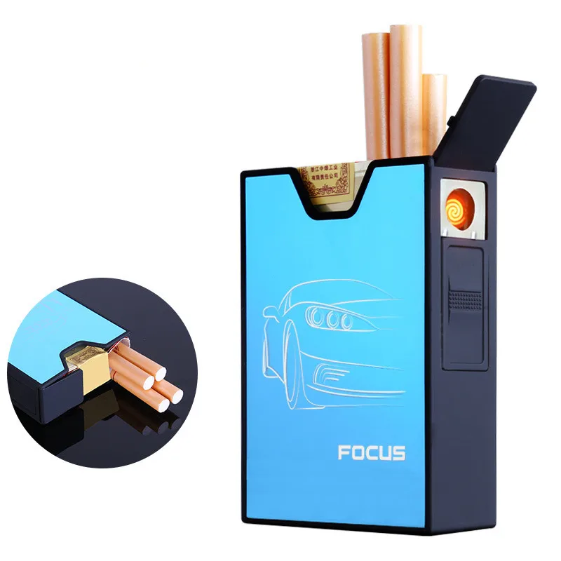 Buy Portable Metal Slim Cigarette Case Box With USB