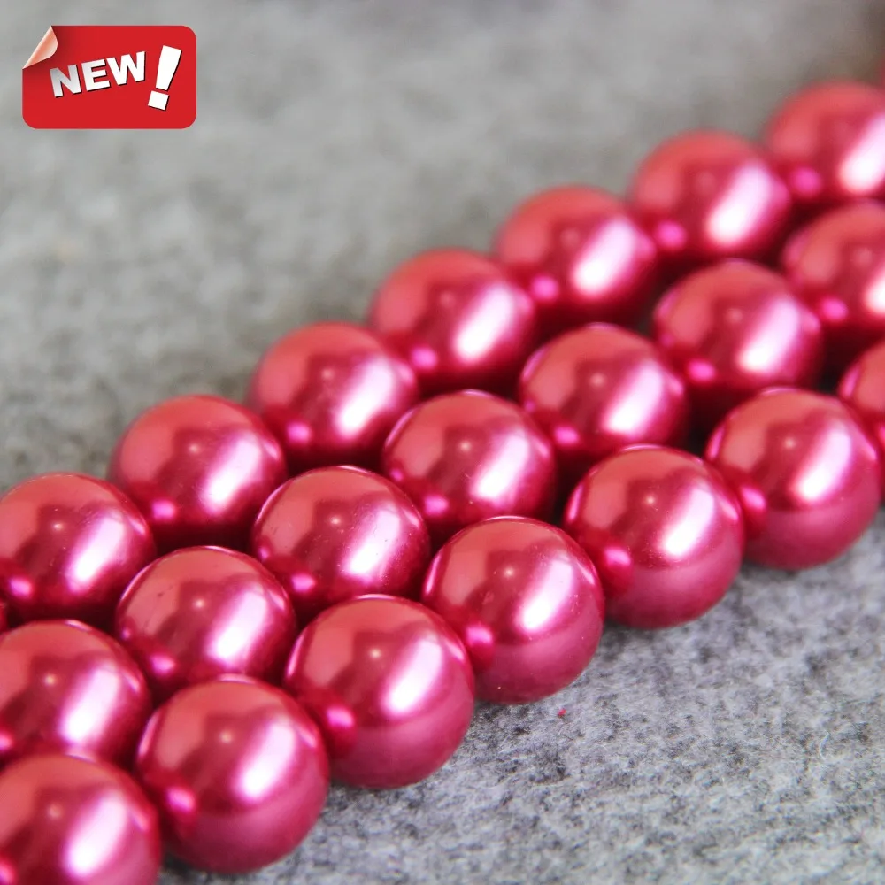 Wholesale Women's/Girl's 2015 New For Necklace&ampBracelet 14mm Rose Red Shell Pearl Beads DIY Gifts Women Girl Loose Jew |