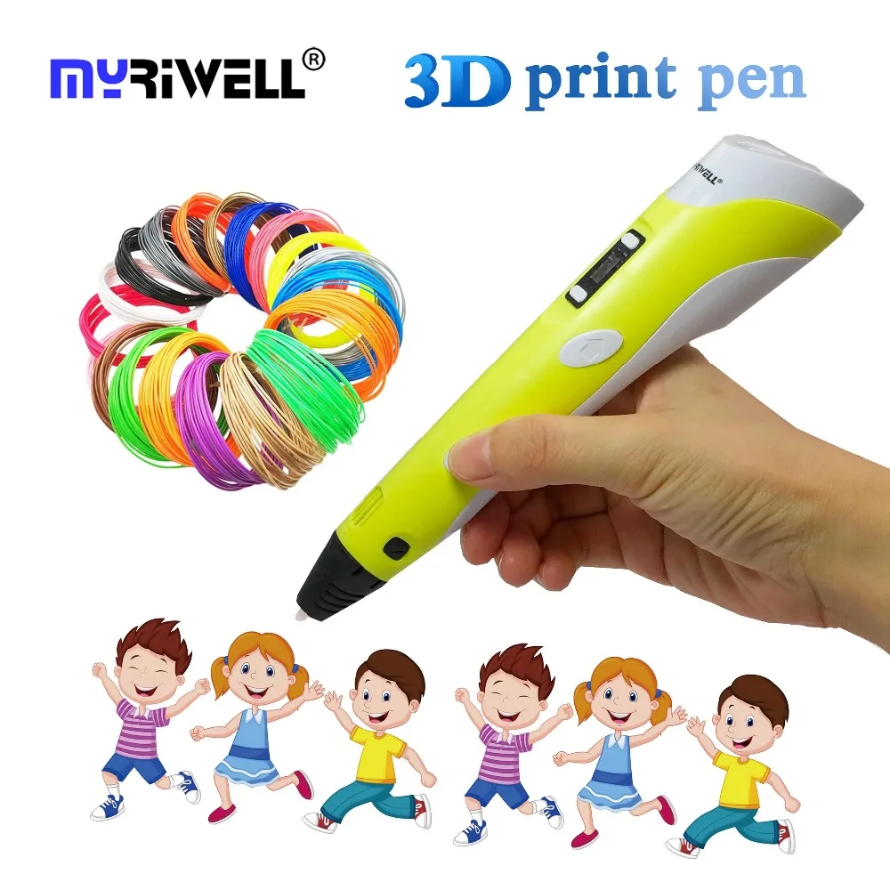 

myriwell 3d pen LED/LCD Screen Painting pen 3d printer 1.75mm ABS/PLA with 50m Filament for kids Educational toys Christmas gift