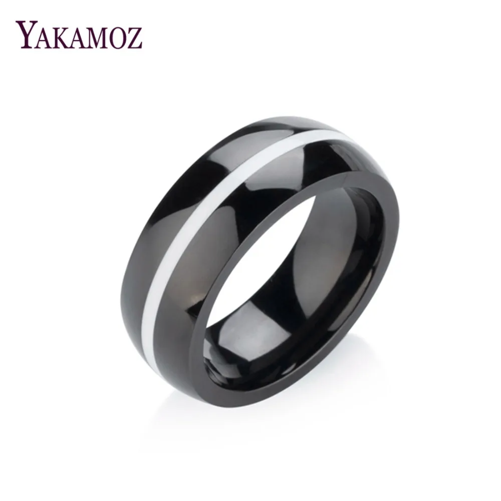 

YAKAMOZ Men Rings New Fashion Punk Rock Black Titanium Steel Ring for Women Men Charm Finger Wedding Jewelry High Quality