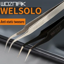 Антистатические ESD пинцет из нержавеющей стали инструменты для технического обслуживания промышленные прецизионные изогнутые прямые пинцеты Инструменты для ремонта